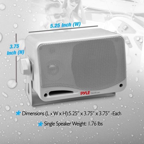  [아마존베스트]Pyle Outdoor Waterproof Wireless Bluetooth Speaker - 3.5 Inch Pair 3-way Active Passive Weatherproof Wall, Ceiling Mount Dual Speakers System w/ Heavy Duty Grill, Patio, Indoor Use - Py
