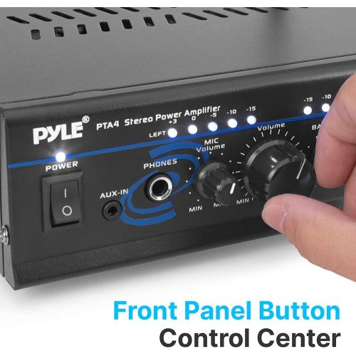  [아마존베스트]Pyle Home Audio Power Amplifier System - 2X120W Mini Dual Channel Mixer Sound Stereo Receiver Box w/ RCA, AUX, Mic Input - For Amplified Speakers, PA, CD Player, Theater, Studio Use - P