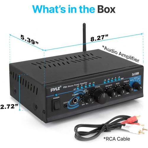  [아마존베스트]Pyle Home Audio Power Amplifier System - 2X120W Mini Dual Channel Mixer Sound Stereo Receiver Box w/ RCA, AUX, Mic Input - For Amplified Speakers, PA, CD Player, Theater, Studio Use - P