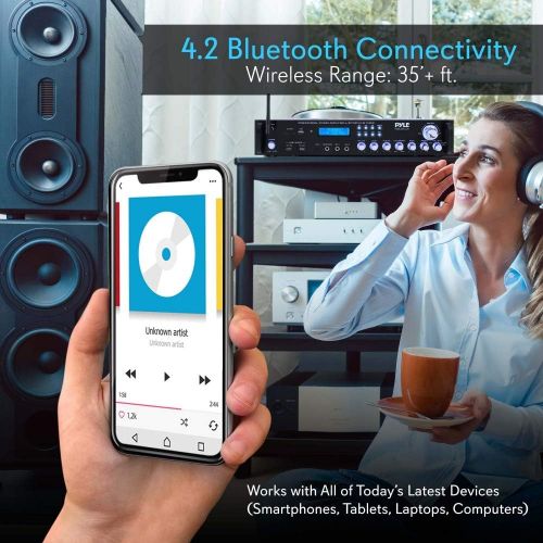 [아마존베스트]Pyle Bluetooth Hybrid Amplifier Receiver - Home Theater Pre-Amplifier with Wireless Streaming Ability, MP3/USB/SD/AUX/FM Radio (3000 Watt)
