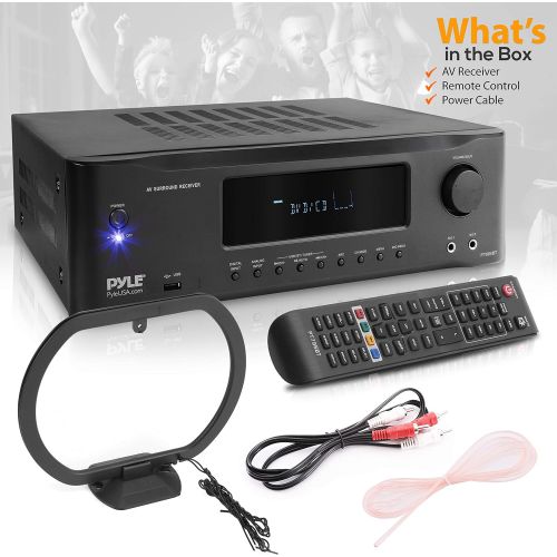  [아마존베스트]Pyle 7.1-Channel Hi-Fi Bluetooth Stereo Amplifier - 2000 Watt AV Home Theater Speaker Subwoofer Surround Sound Receiver w/Radio, USB, RCA, HDMI, MIC in, Supports 4K UHD TV, 3D, Blu-Ray
