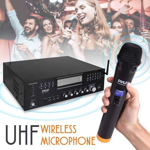  [아마존베스트]4-Channel Karaoke Home Wireless Microphone Amplifier - Audio Stereo Receiver System, Built-in CD DVD Player, Dual UHF Wireless Mic/MP3/USB Reader, AM/FM Radio - Pyle PWMA5000BA