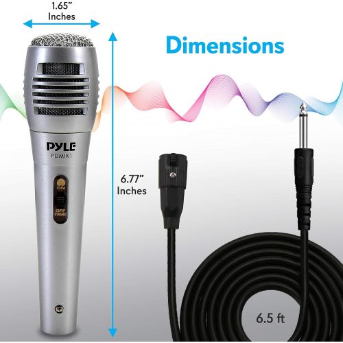  [아마존베스트]Pyle Wired Dynamic Microphone-Professional Moving Coil Unidirectional Handheld Mic with Built-in Acoustic Pop Filter, XLR Connector, Silver, Apple (PDMIK1)