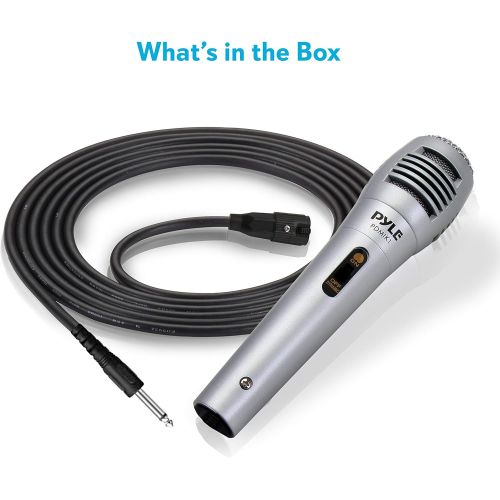  [아마존베스트]Pyle Wired Dynamic Microphone-Professional Moving Coil Unidirectional Handheld Mic with Built-in Acoustic Pop Filter, XLR Connector, Silver, Apple (PDMIK1)