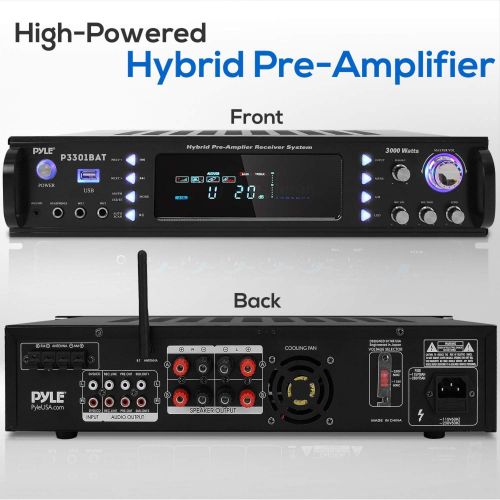  [아마존베스트]Pyle Wireless Bluetooth Home Stereo Amplifier - Hybrid Multi-Channel 3000 Watt Power Amplifier Home Audio Receiver System w/AM/FM Radio, MP3/USB,AUX,RCA Karaoke Mic in - Rack Mount, Rem