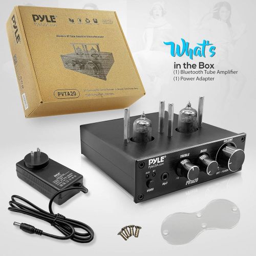  [아마존베스트]Pyle Bluetooth Tube Amplifier Stereo Receiver - 600W Home Audio Desktop Stereo Vacuum Tube Power Amplifier Receiver w/ 2 Vacuum Tubes, AUX/MP3/Microphone Inputs, Pure Copper Speaker Out