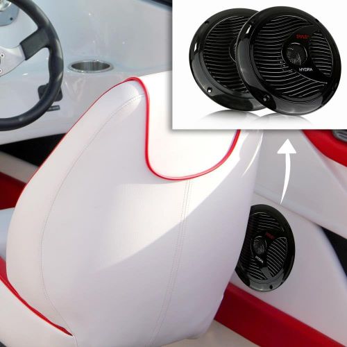  [아마존베스트]6.5 Inch Dual Marine Speakers - 2 Way Waterproof and Weather Resistant Outdoor Audio Stereo Sound System with 150 Watt Power, Polypropylene Cone and Cloth Surround - 1 Pair - Pyle