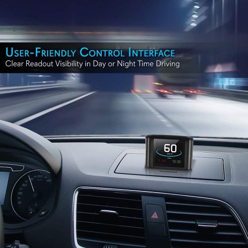  [아마존베스트]Pyle Universal Vehicle Smart HUD Display - 2.6 Digital Mini Car Dashboard Heads Up Windshield Speedometer Projector System w/ GPS Navigation Compass, Displays Speed, Distance, Time and