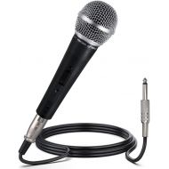 Pyle Professional Dynamic Vocal Microphone - Moving Coil Dynamic Cardioid Unidirectional Handheld Microphone with ON/OFF Switch Includes 15ft XLR Audio Cable to 1/4 Audio Connectio