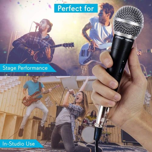  Pyle Professional Dynamic Vocal Microphone - Moving Coil Dynamic Cardioid Unidirectional Handheld Microphone with ON/OFF Switch Includes 15ft XLR Audio Cable to 1/4 Audio Connectio