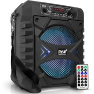 Pyle Portable Bluetooth PA Speaker System - 300W Rechargeable Outdoor Bluetooth Speaker Portable PA System w/ 8” Subwoofer, AUX, Microphone in, Party Lights, MP3/USB, Radio, Remote - Py