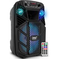 Portable Bluetooth PA Speaker System - 300W Rechargeable Outdoor Bluetooth Speaker Portable PA System w/ 8” Subwoofer 1” Tweeter, Microphone in, MP3/USB, Radio, Remote - Pyle PPHP8