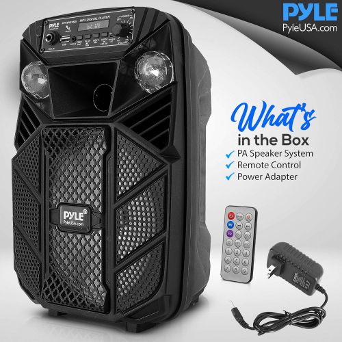  Portable Bluetooth PA Speaker System - 300W Rechargeable Outdoor Bluetooth Speaker Portable PA System w/ 8” Subwoofer 1” Tweeter, Microphone in, MP3/USB, Radio, Remote - Pyle PPHP8