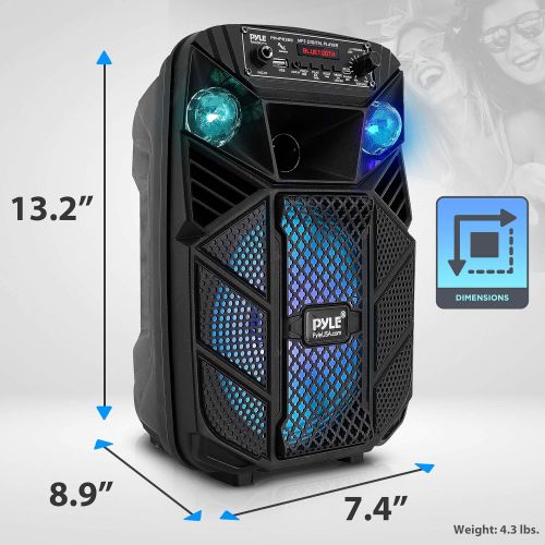  Portable Bluetooth PA Speaker System - 300W Rechargeable Outdoor Bluetooth Speaker Portable PA System w/ 8” Subwoofer 1” Tweeter, Microphone in, MP3/USB, Radio, Remote - Pyle PPHP8