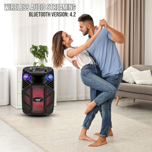  Portable Bluetooth PA Speaker System - 300W Rechargeable Outdoor Bluetooth Speaker Portable PA System w/ 8” Subwoofer 1” Tweeter, Microphone in, MP3/USB, Radio, Remote - Pyle PPHP8