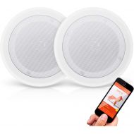 Pyle Pair 8” Bluetooth Flush Mount In-wall In-ceiling 2-Way Universal Home Speaker System Spring Loaded Quick Connections Polypropylene Cone Polymer Tweeter Stereo Sound 250 Watts