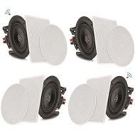 Pyle 8” 4 Bluetooth Flush Mount - In-wall In-ceiling 2-Way Speaker System Quick Connections Changeable Round/Square Grill Polypropylene Cone & Tweeter Stereo Sound 4 Ch Amplifier 2