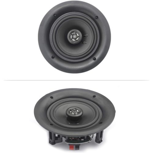  Pyle 6.5” 4 Bluetooth Flush Mount In-wall In-ceiling 2-Way Speaker System Quick Connections Changeable Round/Square Grill Polypropylene Cone & Tweeter Stereo Sound 4 Ch Amplifier 2