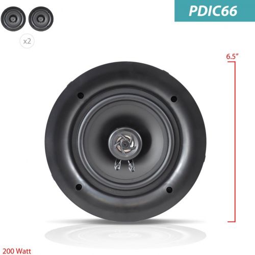  Pyle 6.5” 2-Way Midbass Speakers - Pair of In-Wall/In-Ceiling Woofer Speaker System 1/2 High Compliance Polymer Tweeter Flush Mount Design w/ 60Hz - 20kHz Frequency Response 200 Wa