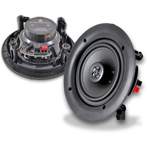  Pyle 6.5” 2-Way Midbass Speakers - Pair of In-Wall/In-Ceiling Woofer Speaker System 1/2 High Compliance Polymer Tweeter Flush Mount Design w/ 60Hz - 20kHz Frequency Response 200 Wa