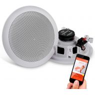 Pyle 5.25” Pair Bluetooth Flush Mount In-wall In-ceiling 2-Way Speaker System Quick Connections Changeable Round/Square Grill Polypropylene Cone & Polymer Tweeter Stereo Sound 150