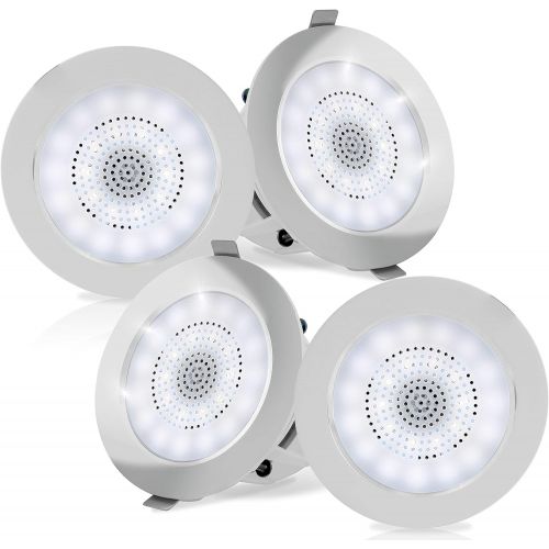  Pyle 3.5” Ceiling Wall Mount Speakers - 2-Way Full Range Sound Stereo Speaker Flush Design w/Bluetooth LED Light Aluminum Frame Housing 60Hz - 20kHz Frequency Response & 280 Watts Peak