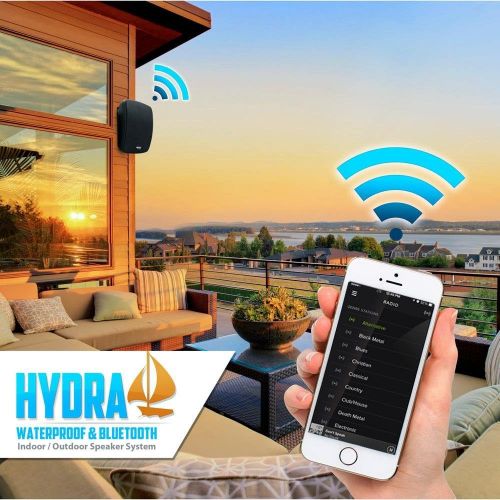  Outdoor Waterproof Wireless Bluetooth Speaker - 5.25 Inch Pair 2-Way Weatherproof Wall/Ceiling Mounted Dual Speakers w/Heavy Duty Grill, Universal Mount, Patio, Indoor Use - Pyle P