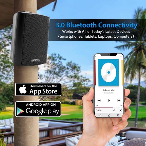  Pyle Pair of Wall Mount Waterproof & Bluetooth 6.5 Indoor/Outdoor Speaker System, with Loud Volume and Bass. (Pair, Black. PDWR62BTBK)