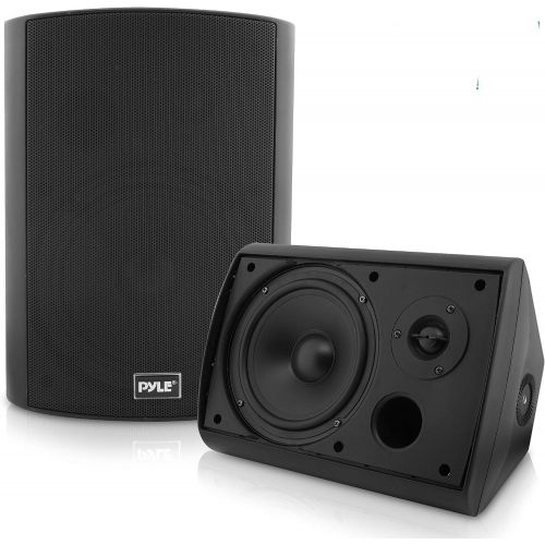  Pyle Pair of Wall Mount Waterproof & Bluetooth 6.5 Indoor/Outdoor Speaker System, with Loud Volume and Bass. (Pair, Black. PDWR62BTBK)
