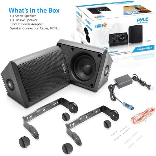  Pyle Pair of Wall Mount Waterproof & Bluetooth 6.5 Indoor/Outdoor Speaker System, with Loud Volume and Bass. (Pair, Black. PDWR62BTBK)