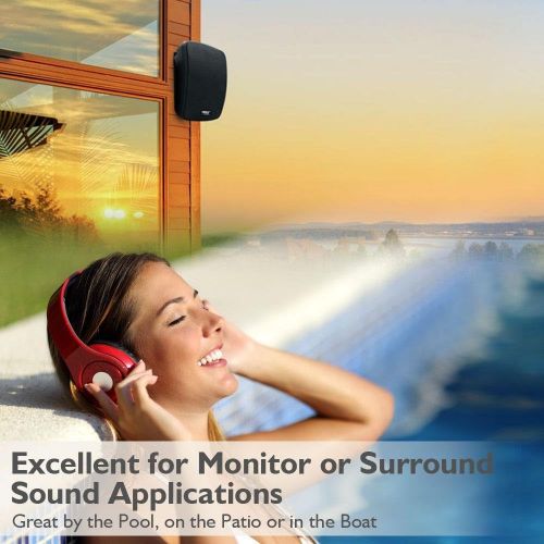  Outdoor Waterproof Wireless Bluetooth Speaker - 6.5 Inch Pair 2-Way Weatherproof Wall/Ceiling Mounted Dual Speakers w/Heavy Duty Grill, Universal Mount, Patio, Indoor Use - Pyle PD