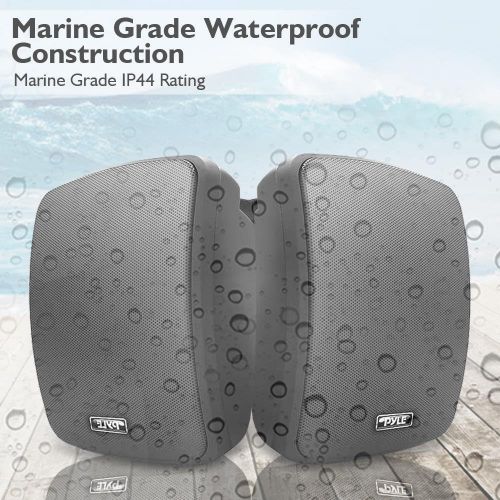  Outdoor Waterproof Wireless Bluetooth Speaker - 6.5 Inch Pair 2-Way Weatherproof Wall/Ceiling Mounted Dual Speakers w/Heavy Duty Grill, Universal Mount, Patio, Indoor Use - Pyle PD