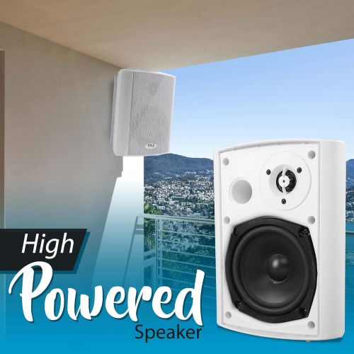  Wall Mount Home Speaker System - Active Passive Mountable Bookshelf Indoor Studio Garage Patio Stereo Sound Home Theater Speaker, Wireless Bluetooth Speaker Set W/Aux & RCA - Pyle