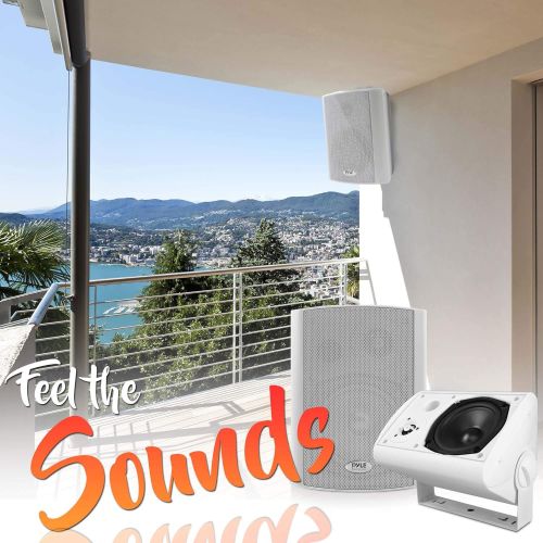  Wall Mount Home Speaker System - Active Passive Mountable Bookshelf Indoor Studio Garage Patio Stereo Sound Home Theater Speaker, Wireless Bluetooth Speaker Set W/Aux & RCA - Pyle
