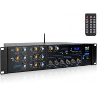 Wireless Bluetooth Power Amplifier System - 4200W 6CH Powered Rack Mount Portable Multi-Zone Audio Home Stereo Receiver Box w/RCA, USB, AUX - for Speaker, PA, Theater - Pyle PT6000