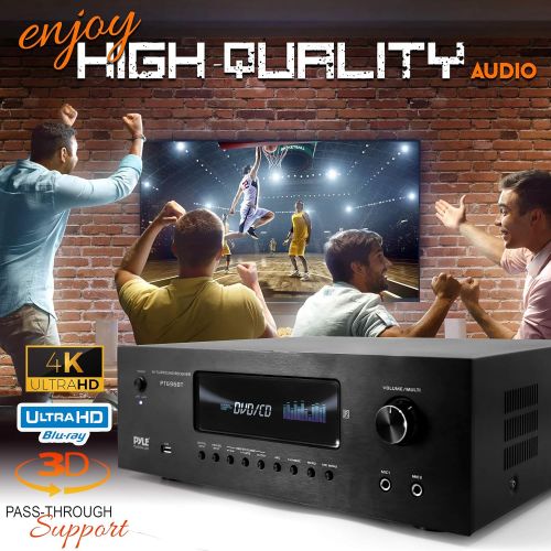  1000W Bluetooth Home Theater Receiver - 5.2-Ch Surround Sound Stereo Amplifier System with 4K Ultra HD, 3D Video & Blu-Ray Video Pass-Through Supports, MP3/USB/AM/FM Radio - Pyle P