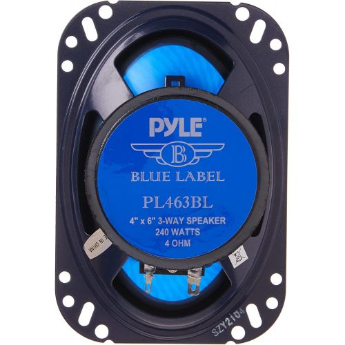  Pyle 4 x 6 Three Way Sound Speaker System - Pro Mid Range Triaxial Loud Audio 240 Watt per Pair w/ 4 Ohm Impedance and 3/4 Piezo Tweeter for Car Component Stereo PL463BL