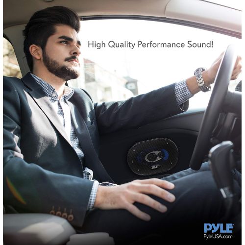  Pyle 4 x 6 Three Way Sound Speaker System - Pro Mid Range Triaxial Loud Audio 240 Watt per Pair w/ 4 Ohm Impedance and 3/4 Piezo Tweeter for Car Component Stereo PL463BL