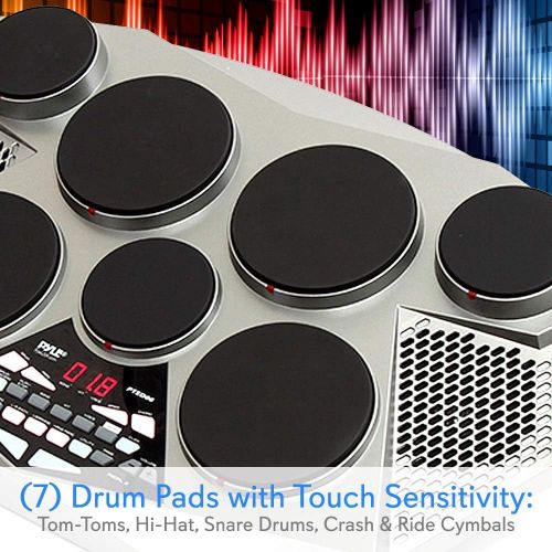  [아마존베스트]Pyle 7 Pad, Kick Bass Pedal Controller USB AUX Toms, Hi-Hat, Snare Drums, Cymbals-PTED06 (PTED06)