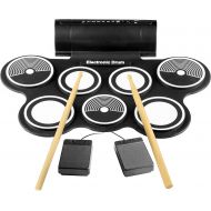 [아마존베스트]Pyle Electronic Roll Up MIDI Drum Kit W/ 9 Electric Drum Pads, Foot Pedals, Drumsticks, & Power Supply | Quick Setup | Tabletop Roll Up Drum Kit | Pre-Loaded W/ Drum Electric Kits