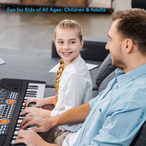  [아마존베스트]Digital Electronic Musical Keyboard - Kids Learning Keyboard 49 Keys Portable Electric Piano w/ Drum Pad, Recording, Rechargeable Battery, Microphone - Pyle PKBRD4112