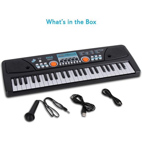  [아마존베스트]Digital Electronic Musical Keyboard - Kids Learning Keyboard 49 Keys Portable Electric Piano w/ Drum Pad, Recording, Rechargeable Battery, Microphone - Pyle PKBRD4112