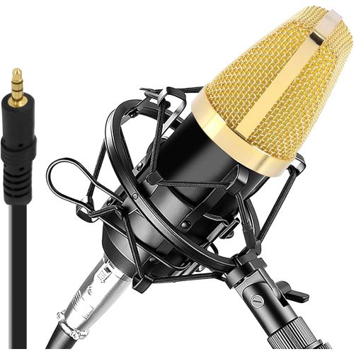  [아마존베스트]Condenser Microphone Bundle, 3.5 mm Recording Microphone, Shock Mount Plug and Play,Computer Microphone, Podcast, Recording, Studio Vocal, YouTube - Pyle PDMIC71