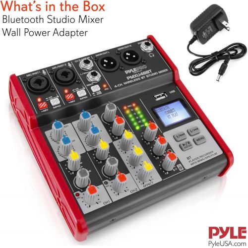  [아마존베스트]Pyle Sound 4 Channel Bluetooth Compatible Professional Portable Digital DJ Console W/USB Mixer Audio Interface-Mixing Boards for Studio Recording PMXU48BT.5