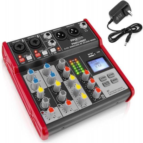  [아마존베스트]Pyle Sound 4 Channel Bluetooth Compatible Professional Portable Digital DJ Console W/USB Mixer Audio Interface-Mixing Boards for Studio Recording PMXU48BT.5