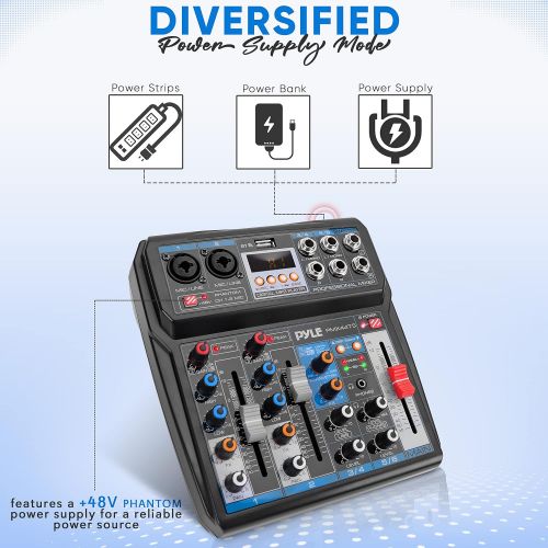  [아마존베스트]Pyle Professional Wireless DJ Audio Mixer - 6-Channel Bluetooth Compatible DJ Controller Sound Mixer w/DSP Effects, USB Audio Interface, Dual RCA in, XLR/1/4 Microphone in, Headphone Ja