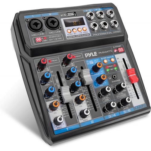  [아마존베스트]Pyle Professional Wireless DJ Audio Mixer - 6-Channel Bluetooth Compatible DJ Controller Sound Mixer w/DSP Effects, USB Audio Interface, Dual RCA in, XLR/1/4 Microphone in, Headphone Ja