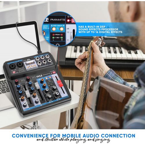  [아마존베스트]Pyle Professional Wireless DJ Audio Mixer - 6-Channel Bluetooth Compatible DJ Controller Sound Mixer w/DSP Effects, USB Audio Interface, Dual RCA in, XLR/1/4 Microphone in, Headphone Ja