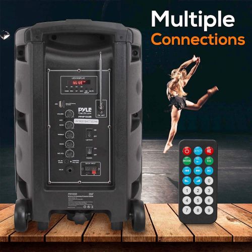  [아마존베스트]Pyle Portable Bluetooth PA Speaker System - 600W Bluetooth Speaker Portable PA System W/Rechargeable Battery 1/4 Microphone in, Party Lights, MP3/USB SD Card Reader, Rolling Wheels