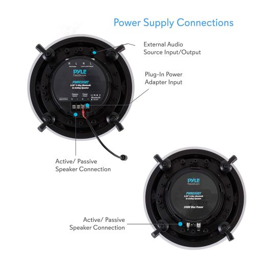  Pyle Ceiling and Wall Mount Speaker - Wireless Bluetooth 5.25” Dual 2-Way Audio Stereo Sound Subwoofer Kit with, 240 Watts, in-Wall & in-Ceiling Flush Mount for Home Surround System - P